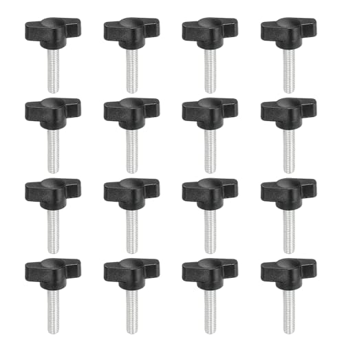 YELARXI Z-förmige Rändelschrauben, 304 Edelstahl, T-Flügelknöpfe, Schrauben, Klemm-T-Kopf, M6 x 25 mm Gewinde, passend als Ersatz für Handspannknauf, Z-Typ (16 Stück, schwarz) von YELARXI