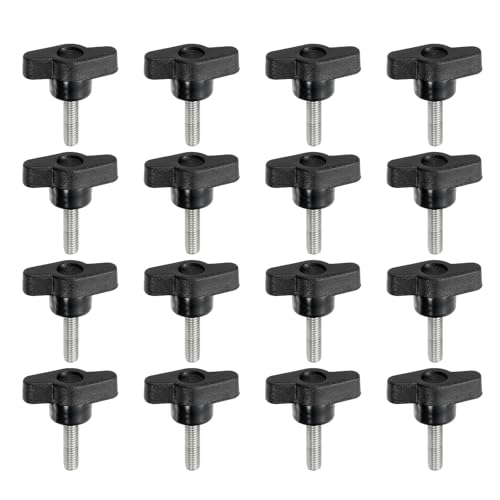 YELARXI Z-förmige Rändelschrauben, 304 Edelstahl, T-Flügelknöpfe, Schrauben, Klemm-T-Kopf, M6 x 25 mm Gewinde, passend als Ersatz für Handspannknauf, Z-förmig, 16 Stück, schwarz YELARXI Z-förmige Rändelschrauben, 304 Edelstahl, T-Flügelknöpfe, Schrauben, Klemm-T-Kopf, M6 x 25 mm Gewinde, passend als Ersatz für Handspannknauf, Z-förmig, 16 Stück, schwarz von YELARXI