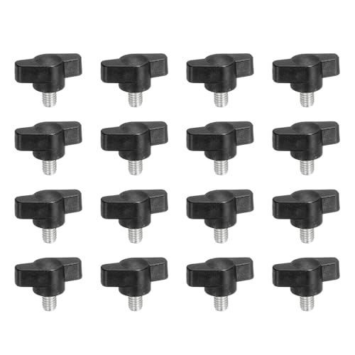 YELARXI Z-förmige Rändelschrauben, 304 Edelstahl, T-Flügelknöpfe, Schrauben, Klemm-T-Kopf, M6 x 8 mm, Gewinde passend als Ersatz für Handspannknauf, Z-Typ (16 Stück, schwarz) von YELARXI