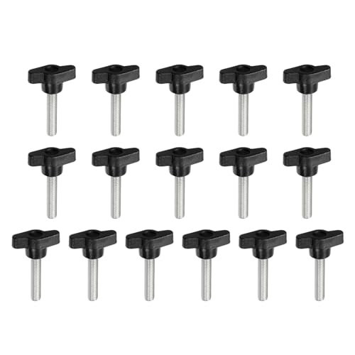 YELARXI Z-förmige Rändelschrauben, 304 Edelstahl, T-Flügelknöpfe, Schrauben, Klemm-T-Kopf, M8 x 40 mm, Gewinde, passend als Ersatz für Handspannknauf, Z-förmig, 16 Stück, Schwarz von YELARXI