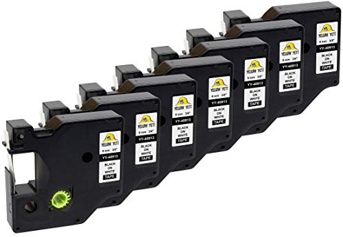Yellow Yeti 7x Schriftband 40913 S0720680 schwarz auf weiß 9mm x 7m Etikettenband kompatibel für LabelManager PnP 160 210D 280 360D 420P 500TS MobileLabeler & LabelWriter 450 Duo von YELLOW YETI