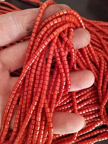 YELVQI Quaste Natürliche Korallenperlen zylindrische rote lose Korallenperlen für Schmuck Machen DIY Armband Halskette Zubehör Größe 3x3mm (Color : AA, Size : 3x3mm) von YELVQI