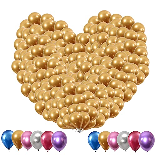 100 Stück Gold Metallic Luftballons Set,5 Zoll Glänzendes Luftballons Helium, Latexballons Partyballon Ballons Metallic für Geburtstagsdeko, Baby Shower, Babypartys, Hochzeitsdeko, Party Dekoration von YELYAN