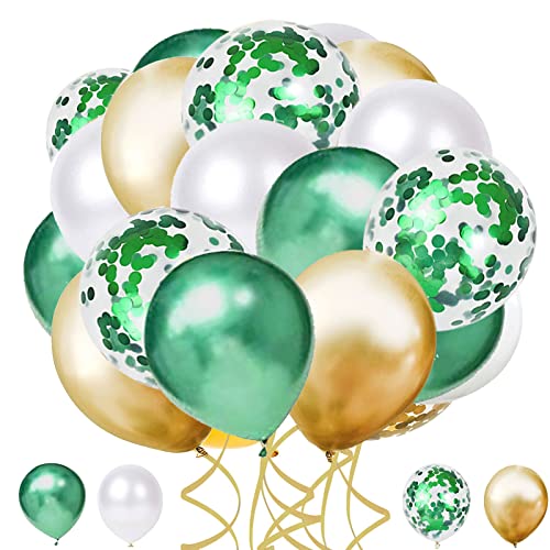 62 Stück Luftballons, Grün Metallic Luftballons weiße Gold Latex Luftballons für Taufe Kinder Kindergarten Geburtstagsdeko Kindergeburtstag Dschungel Party Deko Safari Geburtstag Dekoration 62 Stück Luftballons, Grün Metallic Luftballons weiße Gold Latex Luftballons für Taufe Kinder Kindergarten Geburtstagsdeko Kindergeburtstag Dschungel Party Deko Safari Geburtstag Dekoration von YELYAN