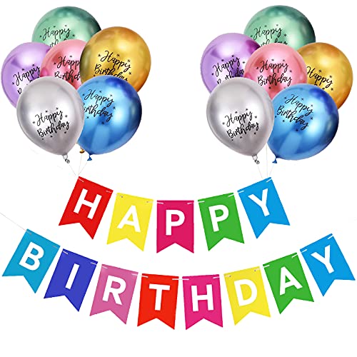 Luftballons Geburtstag Dekoration Set, Farbe Geburtstagsdeko Happy Birthday deko Banner Party Deko Geburtstag Set mit Farbe Happy Birthday Luftballons von YELYAN