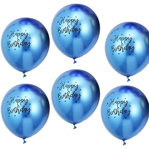 Happy Birthday Blau Metallic Luftballons，20 Blau Luftballons Metallic Deko zum Geburtstag Party Kindergeburtstag Happy Birthday Dekoration von YELYAN