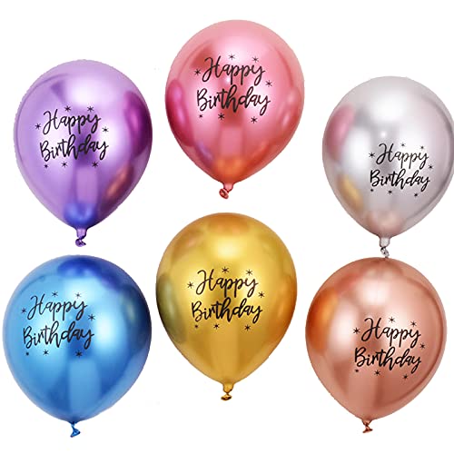Happy Birthday Bunt Metallic Luftballons，20PCS kunterbunte Luftballons Metallic Deko zum Geburtstag Party Kindergeburtstag Happy Birthday Dekoration von YELYAN