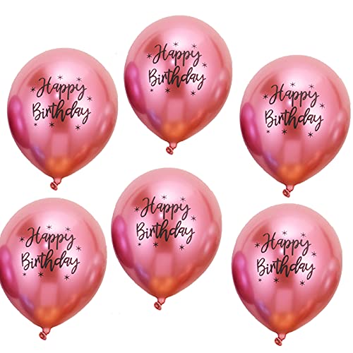 Happy Birthday Rosa Metallic Luftballons，20 Rosa Luftballons Metallic Deko zum Geburtstag Party Kindergeburtstag Happy Birthday Dekoration von YELYAN
