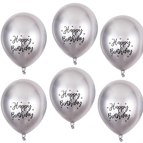 Happy Birthday Silber Metallic Luftballons，20 Silber Luftballons Metallic Deko zum Geburtstag Party Kindergeburtstag Happy Birthday Dekoration von YELYAN