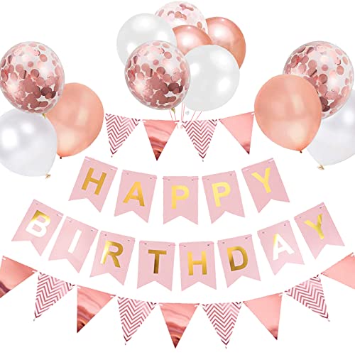 Luftballons Geburtstag Dekoration Set, Roségold Geburtstagsdeko Happy Birthday deko Banner Party Deko Geburtstag Set mit Roségold Luftballons Konfetti Ballons Dreiecksflaggen Girlanden Luftballons Geburtstag Dekoration Set, Roségold Geburtstagsdeko Happy Birthday deko Banner Party Deko Geburtstag Set mit Roségold Luftballons Konfetti Ballons Dreiecksflaggen Girlanden von YELYAN