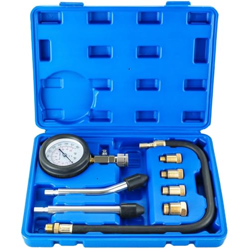 YEMAJIE Kompressionstester Kompressionsmessgerät für Benzin und Diesel Motor öldruckprüfer Motorrad Kompression prüfen meßen Kfz M10 M12 M14 M18 0-20 bar & 0-300 psi von YEMAJIE