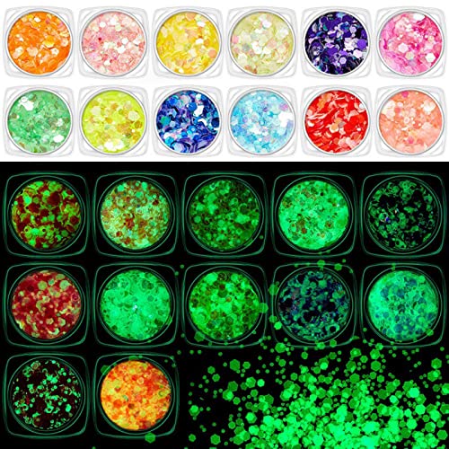 Pailletten, fluoreszierend, Regenbogenfarben, gemischt, sechseckig, Dekoration, 3D Pailletten, fluoreszierend, Regenbogenfarben, gemischt, sechseckig, Dekoration, 3D von YENVWG