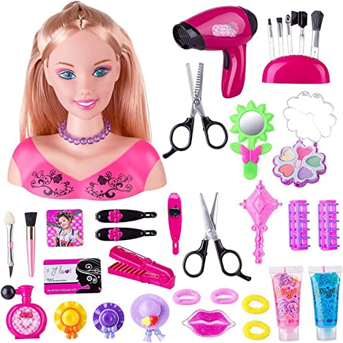 Just Play Puppenkopf mit 35 bunten Accessoires, Puppenkopf für Frisur, Rapunzel, Spielzeug für Kinder ab 3 Jahren, Geschenk zum Geburtstag zu Weihnachten (A-35 Stück) von YEOOIYCW