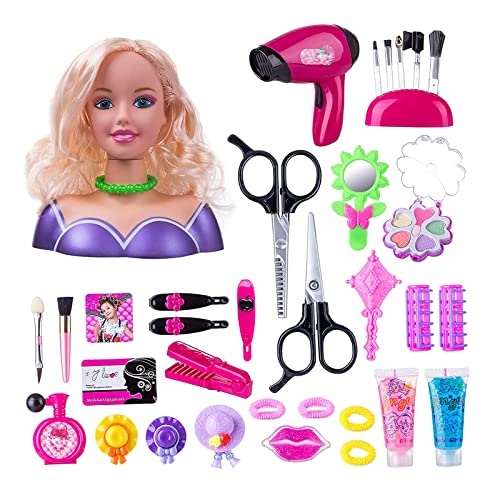 Just Play Puppenkopf mit 35 bunten Accessoires, Puppenkopf für Frisur, Rapunzel, Spielzeug für Kinder ab 3 Jahren, Geschenk zum Geburtstag zu Weihnachten (B-35 Stück) von YEOOIYCW