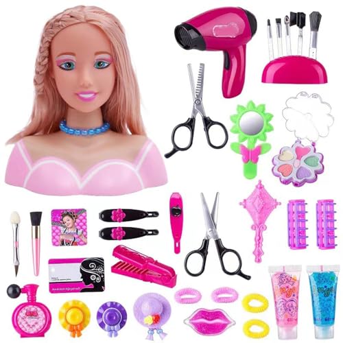 Just Play Puppenkopf mit 35 bunten Accessoires, Puppenkopf für Frisur, Rapunzel, Spielzeug für Kinder ab 3 Jahren, Geschenk zum Geburtstag zu Weihnachten (D-35 Stück) von YEOOIYCW