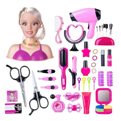 Just Play Puppenkopf mit 35 bunten Accessoires, Puppenkopf für Frisur, Rapunzel, Spielzeug für Kinder ab 3 Jahren, Geschenk zum Geburtstag zu Weihnachten (E-40 Stück) von YEOOIYCW
