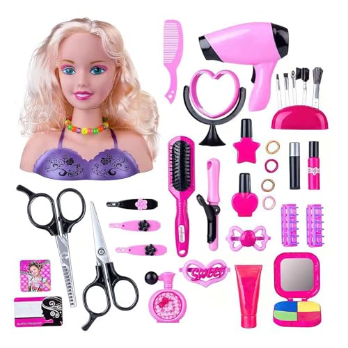 Just Play Puppenkopf mit 35 bunten Accessoires, Puppenkopf für Frisur, Rapunzel, Spielzeug für Kinder ab 3 Jahren, Geschenk zum Geburtstag zu Weihnachten (F-36 Stück) von YEOOIYCW