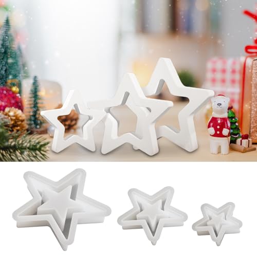 Silikonform Weihnachten Gießformen, 3 Stück Silikonform Sterne, Silikon Gießform Stern Kerzenformen zum Gießen Weihnachten, für Gips DIY Weihnachtsdeko Silikonformen Weihnachtswichtel Giessform (3pcs) von YEOOIYCW