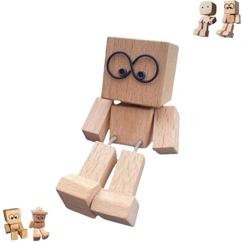YEOOIYCW Wackelnder holzmann, wackelfigur Auto,lustige Wackelkopf-Autodekoration, schüttelmann aus Holz, charmante kleine holzfigur, handgefertigtes Holz-Wackel-Auto-Ornament, kreative Geschenke (B) von YEOOIYCW