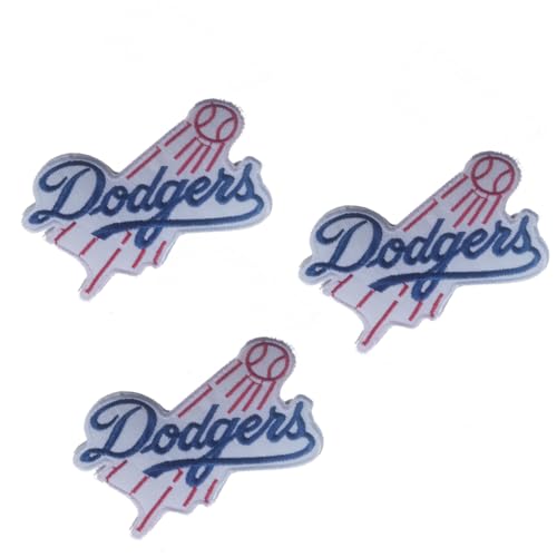 YERCHIC Dodgers-Stickerei-Aufnäher, Baseball-Team, zum Aufbügeln oder Aufnähen, für Kleidung, Jacken, Rucksack, Jeans, Sport, Geschenk, 8,9 x 7,9 cm, 3 Stück von YERCHIC