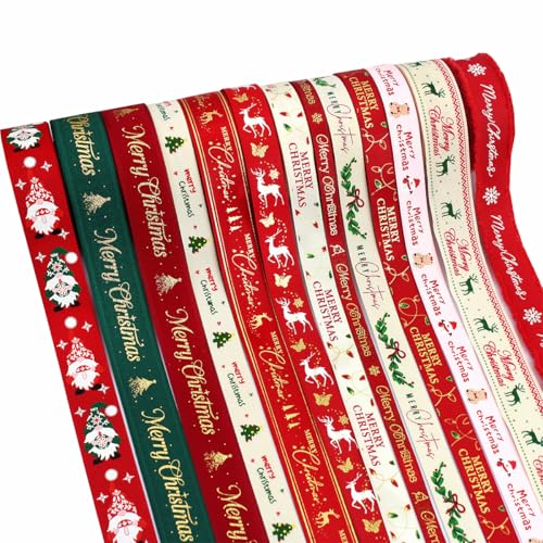 YERELO Weihnachtsband, 42 Meter verschiedene Größen, Geschenkband, Haarschleife, Kranz, Herstellung für Halloween, DIY, Handwerk, Party-Dekoration YERELO Weihnachtsband, 42 Meter verschiedene Größen, Geschenkband, Haarschleife, Kranz, Herstellung für Halloween, DIY, Handwerk, Party-Dekoration von YERELO