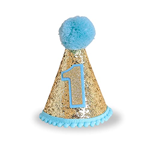 YESHUTIME Hut zum 1. Geburtstag, Kegelhut, Glitzer, Partyhut, handgefertigt, Kopfband, Kegelhut für Kinder, Kleinkinder, Jungen YESHUTIME Hut zum 1. Geburtstag, Kegelhut, Glitzer, Partyhut, handgefertigt, Kopfband, Kegelhut für Kinder, Kleinkinder, Jungen von YESHUTIME