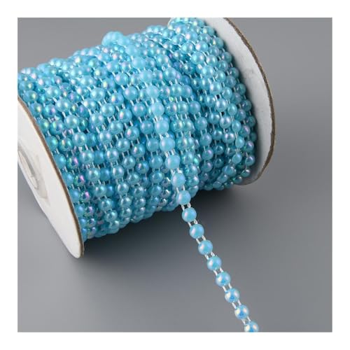 1,9 m breit, ABS, halbrund, flache Rückseite, Kunstperlen, Kette, Nähbesatz, Kuchendekoration, Make-up und Hochzeitsarrangements (AB-Hellblau) von YETONADO