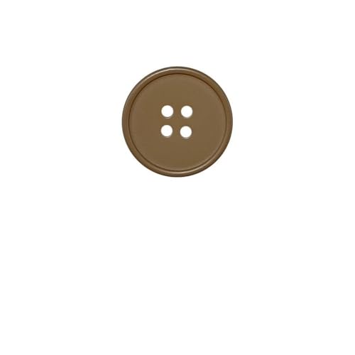 10 Stück 15 mm/25 mm auffällige Harzknöpfe für DIY-Mode-Accessoires und Kleidungsstücke, rundes Design mit vier Löchern (Khaki, 10 Stück, 15 mm) von YETONADO