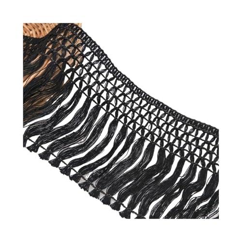 10 cm beige weiße Baumwollfadenstreifen Fransen Spitzenbesatz DIY Kleidung Zubehör Quaste Kleidung Kissen Heimdekoration (schwarz) von YETONADO