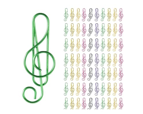 100 Stück/50 Stück/30 Stück Büroklammern, niedliche Musiknoten, Büroklammern, mehrfarbig, Metall-Lesezeichen für Musikbegeisterte für Notebook-Dateien (100 Stück) von YETONADO