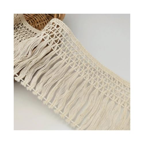 10cm Beige Weiß Baumwolle Draht Streifen Fringe Spitze Trim DIY Kleidung Zubehör Quaste Kleidung Kissen Wohnkultur (Weiß) von YETONADO