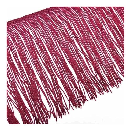 1M Lange Weiße Spitze Fransen Trim Quaste Fransen Trimmen für DIY Latin Kleid Bühne Kleidung Zubehör 15 CM Breite Spitze Ribbon (Wine Red) von YETONADO