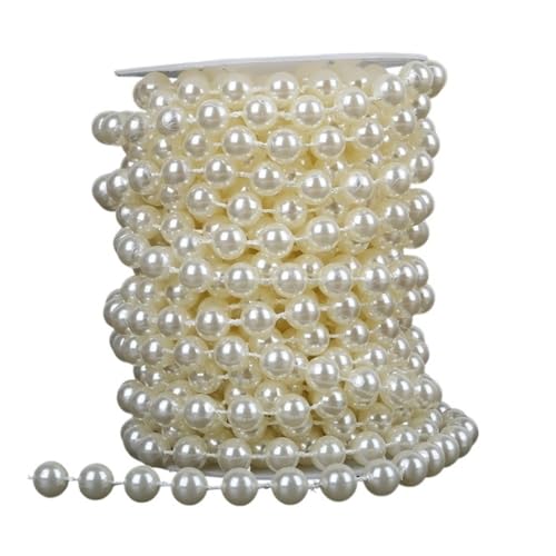 2 m - 10 m, elfenbeinfarben, 3 mm - 10 mm, quadratische Kunstperlen, Baumwollschnur für Bastelarbeiten, Hochzeit, Party, Dekoration, Party (10 mm) von YETONADO