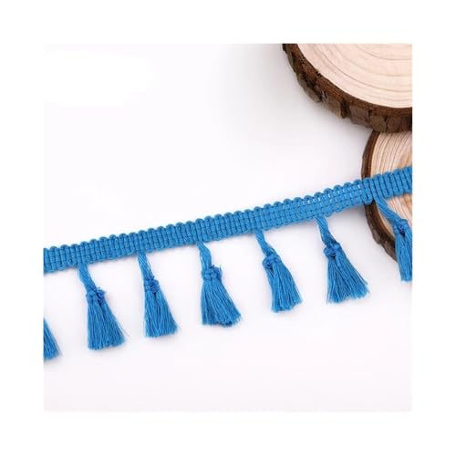 4,5 m DIY Polyester Baumwolle Fransen Spitze Quaste Besatz buntes Band Kleidungsstück Nähen Kleid Zubehör Vorhang dekorativ (Seeblau) von YETONADO