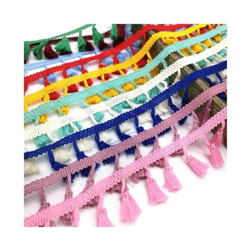 4,5 m DIY Polyester Baumwolle Fransen Spitze Quaste Borte, buntes Band Kleidungsstück Nähen Kleid Zubehör Vorhang dekorativ (Weinrot) von YETONADO