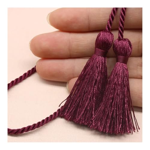 5 Stück/Packung 54 cm Farbe Polyester Eisseide lange Quastenborte DIY Handwerk Vorhänge zum Aufhängen von Seil, Fransenborte Ornamente, Kleidungszubehör (Weinrote Quaste) von YETONADO