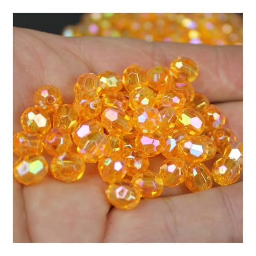 500 Stück 6/8/10 mm schillernde, transparente Acrylperlen für Modeschmuck / DIY / Perlentaschen-Design (Gold, 6 mm) von YETONADO