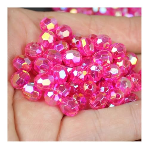 500 Stück 6/8/10 mm schillernde, transparente Acrylperlen für Modeschmuck / DIY / Perlentaschen-Design (Rosarot, 10 mm) von YETONADO