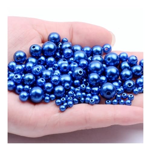 ABS-Imitationsperlen in mehreren Farben, 3–12 mm, helles gerades Loch, runde Perlen für Schmuckherstellung, Zubehör (Marineblau, 6,5 mm, 400 Stück) von YETONADO