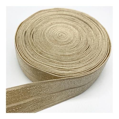 Elastisches Band, 15 mm, 20 mm, 25 mm, zum Nähen, Spitzenbesatz, Taillenband, Kleidungszubehör (Khaki, 4,5 m _ 25 mm) von YETONADO