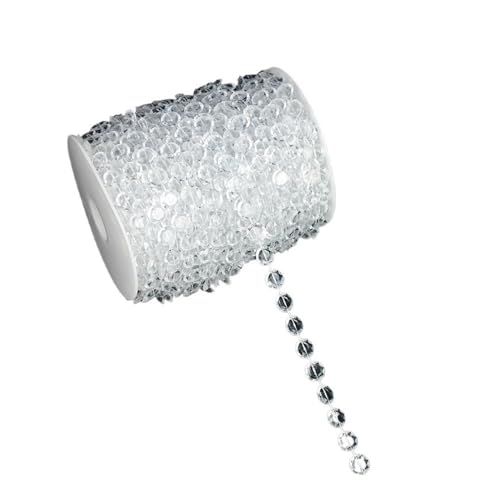 Kristall-Perlenkette, rund, Kunstperlen, 4/5/6/8/12 mm, 3 m, für Kleidung, DIY, Hochzeit, Party, Dekoration (3 m, transparent, 10 mm) von YETONADO
