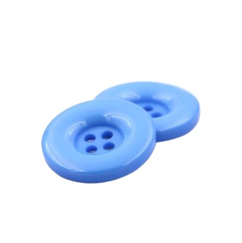 Kunststoffknöpfe, rund, 15 mm, 18 mm, 20 mm, 23 mm, 25 mm, 28 mm, 30 mm, 34 mm, 38 mm, 4 Löcher, Kunststoffharz, Schwarz / Weiß, für Nähen, Scrapbooking, DIY (12 Seeblau, 15 mm, 54 Stück) von YETONADO