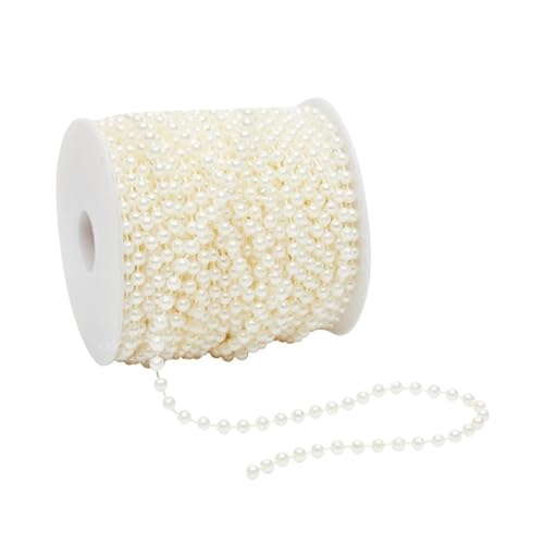 Perlenkette für Bastelarbeiten, 4 mm, 4,5 m, 3 mm/6 mm, 4,5 m, Beige, 4 mm von YETONADO