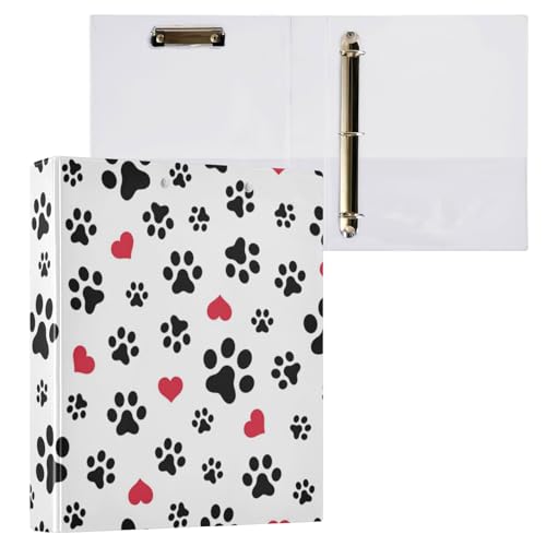 YETTASBIN Dog Paw 3 runde Ringbücher mit 3 transparenten Innenfächern aus PVC, wasserdicht, langlebig, Basisordner mit rutschfestem Metallclip, vielseitige Ordner für 200 Blatt, 1 Packung YETTASBIN Dog Paw 3 runde Ringbücher mit 3 transparenten Innenfächern aus PVC, wasserdicht, langlebig, Basisordner mit rutschfestem Metallclip, vielseitige Ordner für 200 Blatt, 1 Packung von YETTASBIN