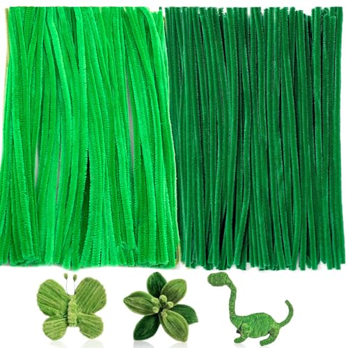 200 StüCk Pfeifenreiniger, Pipe Cleaner, Pfeifenreiniger GrüN, Diypfeifenputzer Zum Basteln Gr ü N, Der FüR Die Handfertigung Verwendet Werden Kann (Tiefgrün und fruchtgrün) von YEWCEP