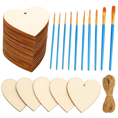 50 Stück Holzherzen zum Beschriften, 5.3 cm x5.6cm Holzherzen Hochzeit, Herzförmige Holzplatten, Dekoration Hochzeit, Party, Jubiläum, Weihnachten, Geburtstag 50 Stück Holzherzen zum Beschriften, 5.3 cm x5.6cm Holzherzen Hochzeit, Herzförmige Holzplatten, Dekoration Hochzeit, Party, Jubiläum, Weihnachten, Geburtstag von YEWCEP