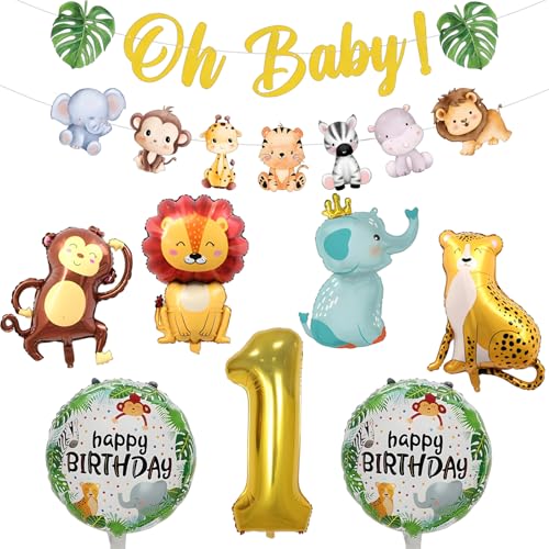 Geburtstagsdeko 1 Jahr,Safari Grüne Luftballon 1. Geburtstag,Deko 1. Geburtstags für Junge und Mädchen, 8-teiliges Set mit Banner und Ballons Geburtstagsdeko 1 Jahr,Safari Grüne Luftballon 1. Geburtstag,Deko 1. Geburtstags für Junge und Mädchen, 8-teiliges Set mit Banner und Ballons von YEWCEP