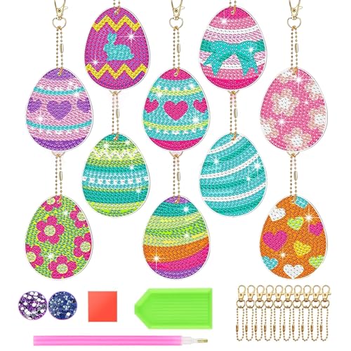 YEWCEP 10 Stück Diamond Painting Ostern, Dimond Painting, Oster Bastelset, DIY Ostern Diamond painting, Kits Osterei, Kinder DIY Bastelgeschenke Geschenk, Kreativgeschenk für Kinder von YEWCEP