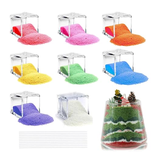 YEWCEP Kerzensand mit Duft und Docht Set, 240g Kerzensand mit Duft und 10 Dochten– 8 Farben (je 30g) für DIY Kerzenherstellung, Aroma Kerzensand mit Docht, Perfekt für kreative Kerzenprojekte von YEWCEP