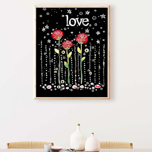 Diamond Painting Erwachsene Blume Diamond Painting Zubehör Rose, DIY Runden Steine Mosaikherstellung Basteln Erwachsene Anfänger Set für Heim Schlafzimmer Deko Wohnzimmer, Geschenke 40x50cm PJY3 H-6 von YEYUMEOZ